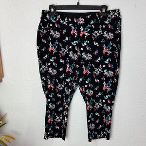 814 EUC Lane Bryant the Allie Floral Black with Red and Blue Accents Sz16